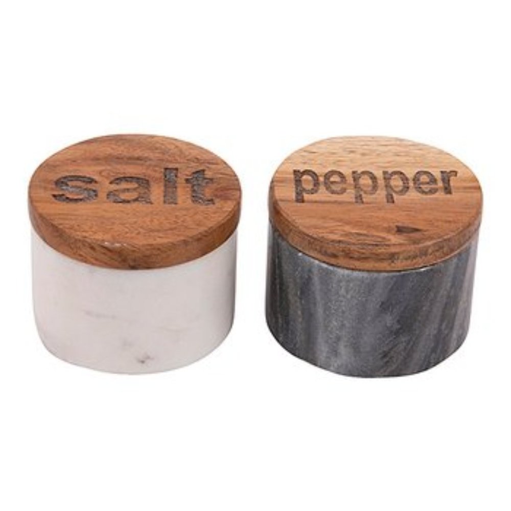 Marble Pot set Salt + Pepper - EUC!
